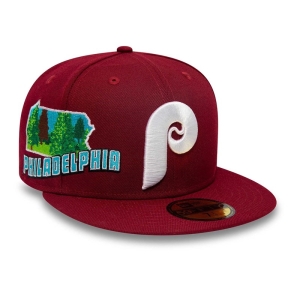 59fifty New Era Philadelphia Phillies Stateview Fitted Gorras Rojos | MYPHT-7815