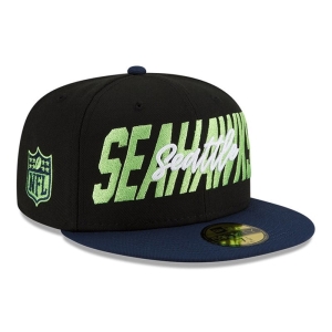 59fifty New Era Seattle Seahawks NFL Draft Fitted Gorras Negros | YNUBO-0659