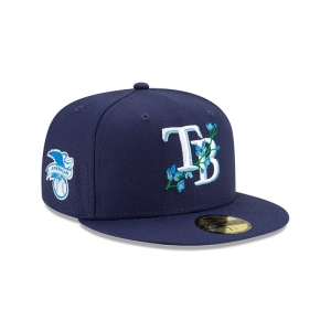 59fifty New Era Tampa Bay Rays Side Patch Bloom Fitted Gorras Azules | DOTFX-5826