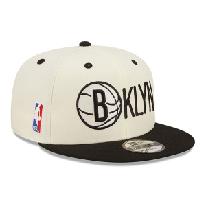 9fifty New Era Brooklyn Nets Logo Blend Gorras Blancos | YBMPU-1325