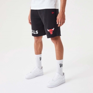 Bermudas New Era Chicago Bulls NBA Wordmark Oversized Negros | RSEGM-8596