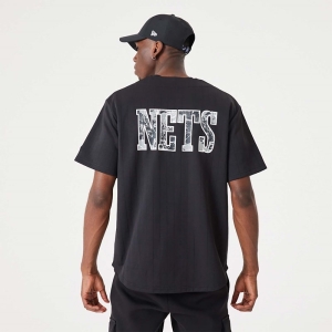 Camiseta New Era Brooklyn Nets NBA Infill Team Logo Jersey Negros | DGISA-0983