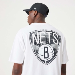 Camiseta New Era Brooklyn Nets NBA Infill Team Logo Oversized Blancos | URFTC-5406