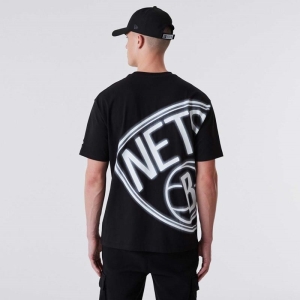 Camiseta New Era Brooklyn Nets Neon Oversized Negros | FKGDB-4028