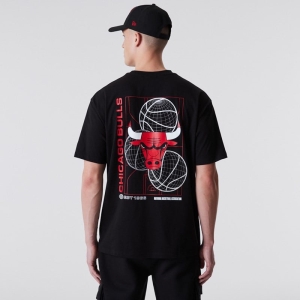 Camiseta New Era Chicago Bulls Basketball Estampados Negros | TBQSH-0164
