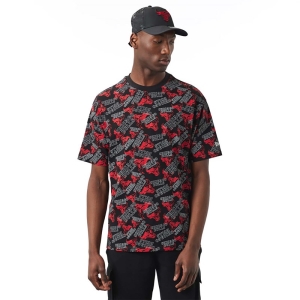 Camiseta New Era Chicago Bulls Logo Print Oversized Negros | PMVJH-4701
