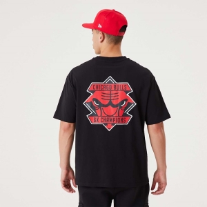 Camiseta New Era Chicago Bulls NBA Championship Oversized Negros | RSCTN-6731