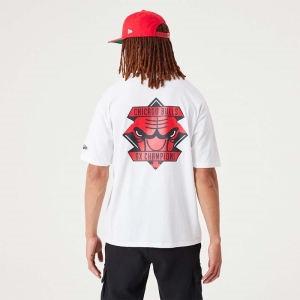 Camiseta New Era Chicago Bulls NBA Championship Oversized Blancos | ZLVMO-8657