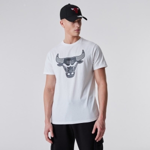 Camiseta New Era Chicago Bulls NBA Outline Logo Blancos | KSLVJ-7401