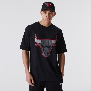 Camiseta New Era Chicago Bulls NBA Outline Mesh Negros | OJDPS-6492