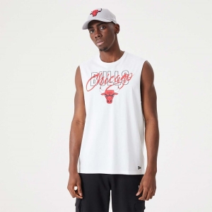 Camiseta New Era Chicago Bulls NBA Script Essential Tank Top Blancos | BRUCZ-2718