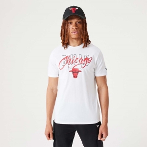 Camiseta New Era Chicago Bulls NBA Script Blancos | HZJCS-4210