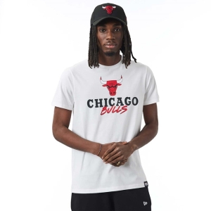 Camiseta New Era Chicago Bulls NBA Script Blancos | PJQAY-8329