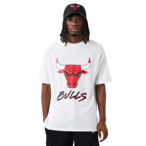 Camiseta New Era Chicago Bulls NBA Script Blancos | STUXR-7612
