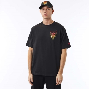 Camiseta New Era Chicago Bulls NBA Stacked Negros | JYLGW-2067