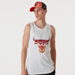 Camiseta New Era Chicago Bulls NBA Team Colour Agua Print Tank Top Blancos | EZFDA-8142