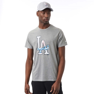 Camiseta New Era La Dodgers Double Logo Grises | IWKCL-5469