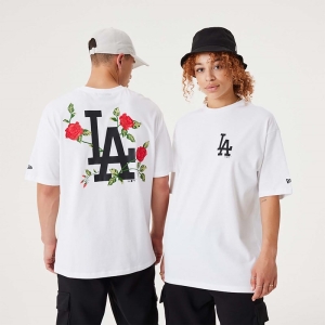 Camiseta New Era La Dodgers MLB Floral Estampados Oversized Blancos | CVINB-7263