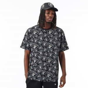 Camiseta New Era Las Vegas Raiders Logo Print Oversized Negros | XETSY-8746