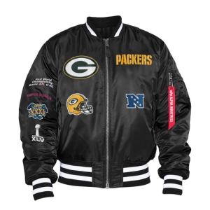 Chaquetas New Era Bay Packers X Alpha Industries Reversible Bomber Negros | DKGTV-1483