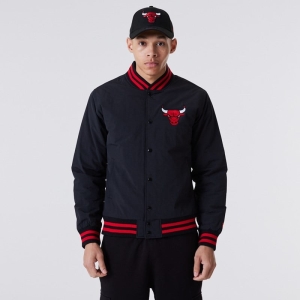 Chaquetas New Era Chicago Bulls Logo Bomber Negros | VSFHX-6392