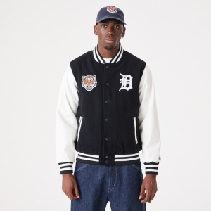 Chaquetas New Era Detriot Tigers MLB Wordmark Varsity Negros | UAISL-2640