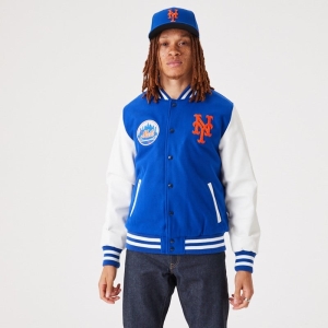 Chaquetas New Era New York Mets MLB Wordmark Varsity Azules | MEQBZ-8321