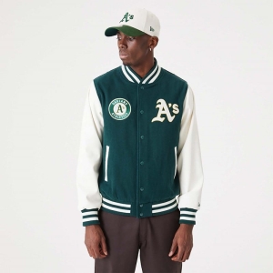 Chaquetas New Era Varsity Oakland Athletics MLB Heritage Varsity Verdes | JTYOI-9325