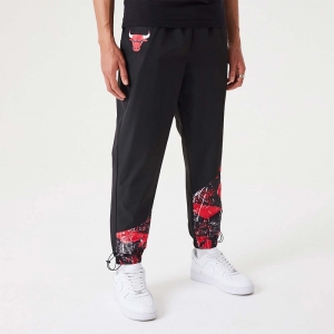 Pantalones Jogger New Era Chicago Bulls NBA All Over Print Panel Negros | EDXFO-9850