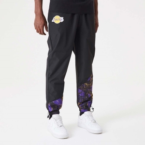 Pantalones Jogger New Era La Lakers NBA All Over Print Panel Negros | DQMTA-8027