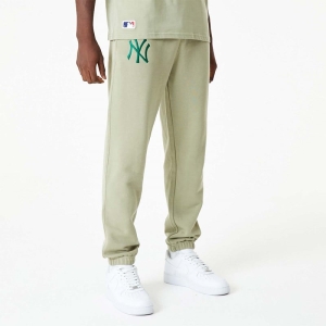 Pantalones Jogger New Era New York Yankees MLB Embroidered Logo Washed Creme | WVGKD-4872