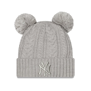 Prendas De Punto New Era New York Yankees Double Pom Womens Bobble Beanie Gorras Grises | NWJQC-5237