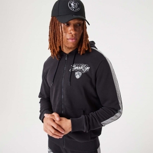 Sudadera Con Capucha New Era Brooklyn Nets NBA Script Full-zip Negros | HNAOX-8561