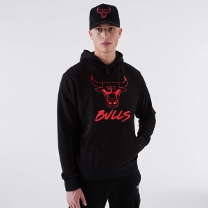 Sudadera Con Capucha New Era Chicago Bulls NBA Negros | AZFYT-2971