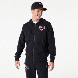 Sudadera Con Capucha New Era Chicago Bulls NBA Essentials Full-zip Negros | JWFID-5892