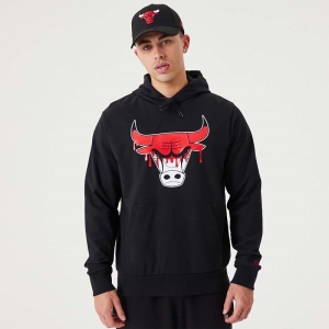 Sudadera Con Capucha New Era Chicago Bulls NBA Drip Logo Pullover Negros | KGXTS-1759