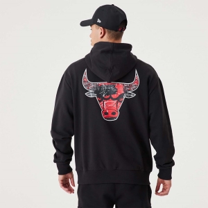 Sudadera Con Capucha New Era Chicago Bulls NBA Infill Team Logo Pullover Negros | LPAWD-3728