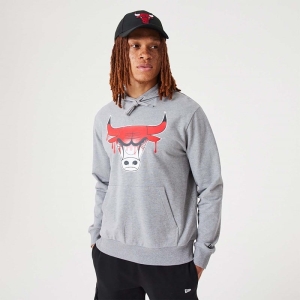 Sudadera Con Capucha New Era Chicago Bulls NBA Drip Logo Medium Pullover Grises | MXTPU-5436
