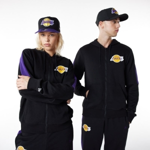 Sudadera Con Capucha New Era La Lakers Full Zip Panel Detail Negros | BUKIA-8705