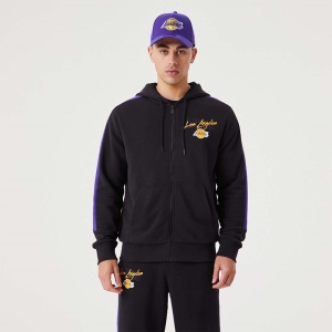 Sudadera Con Capucha New Era La Lakers NBA Script Full-zip Negros | JYLGQ-6879