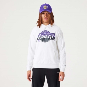 Sudadera Con Capucha New Era La Lakers NBA Drip Logo Pullover Blancos | LPYKV-0792